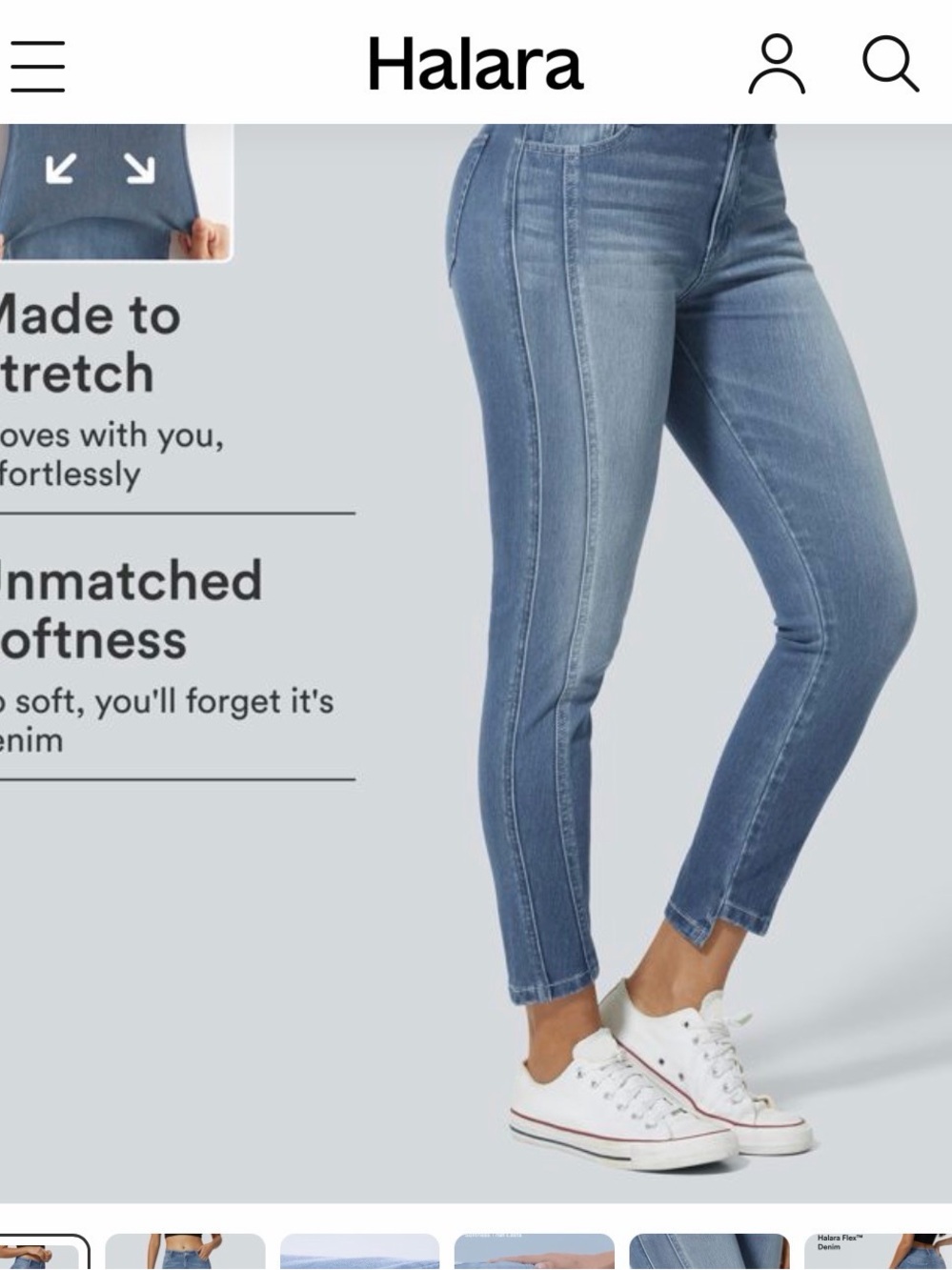 HALARA Light Blue Cropped Ankle Jeans